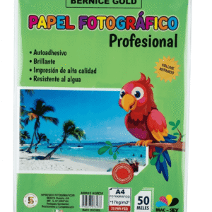 PAPEL FOTOGRÁFICO AUTOADESIVO BERNICE X20 HOJAS 115GRA4 21X29.7CM